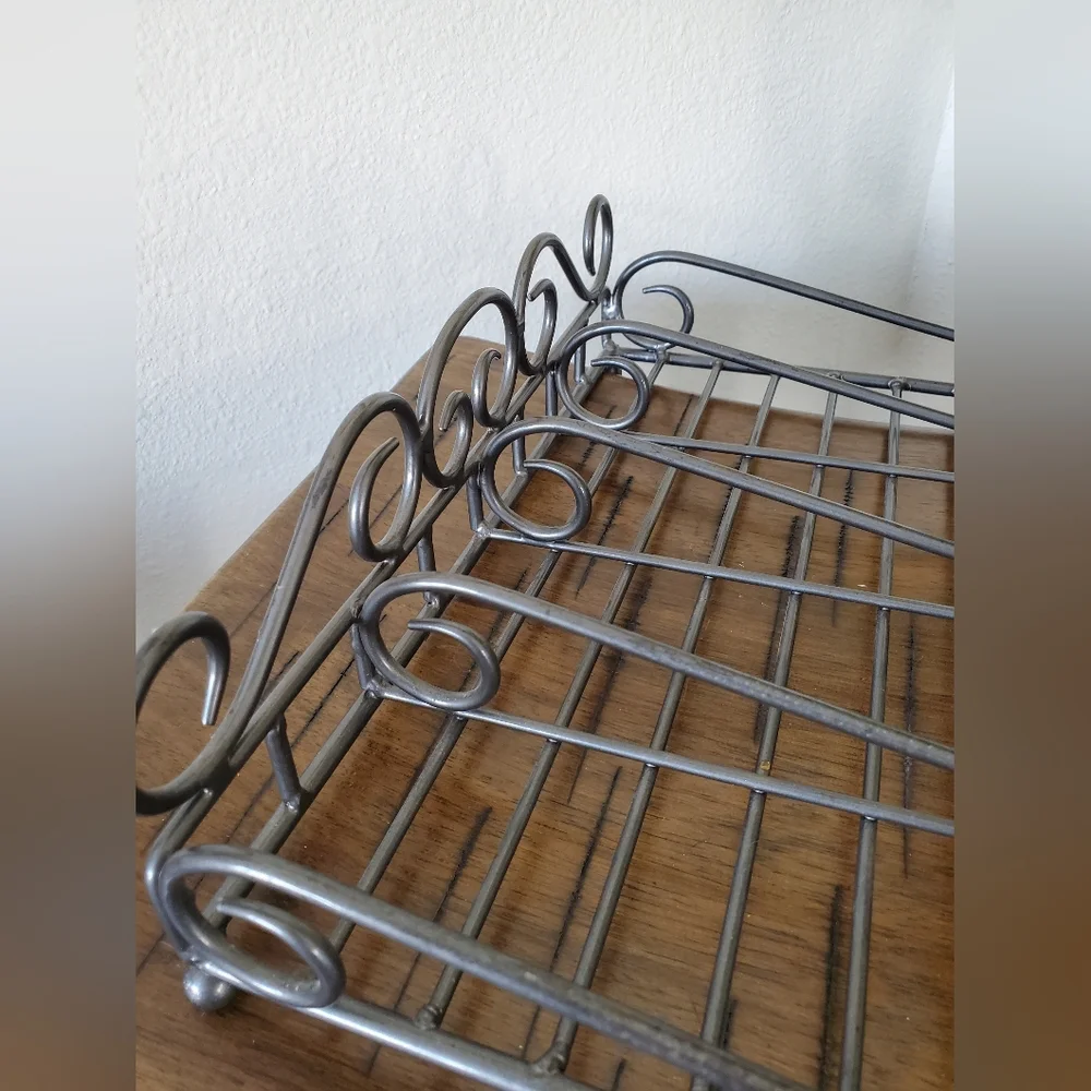 Vintage Home Interiors Sutton Silver Wrought Iron Caddy Organizer - Picture 6 of 8